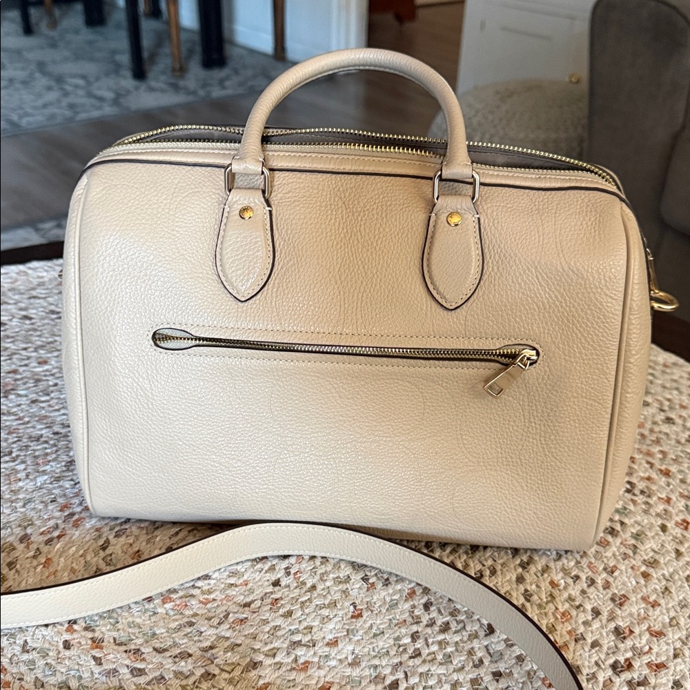 Rowan Large Satchel Bag In Signature Leather (Oat) - Picture 7 of 12
